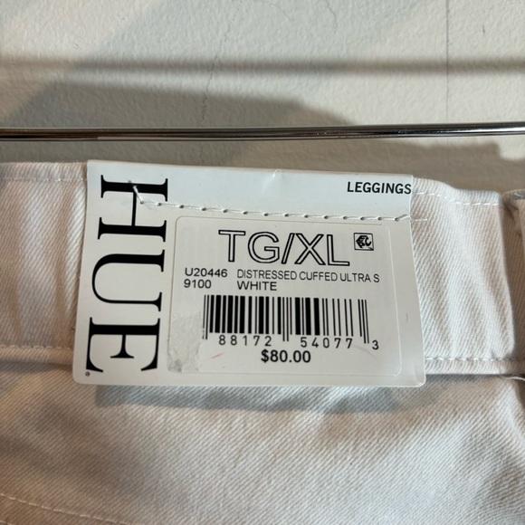 HUE Sz XL Double Cuffed Ultra Soft Distressed Pull  On High Rise Jeggings NEW - Picture 8 of 11